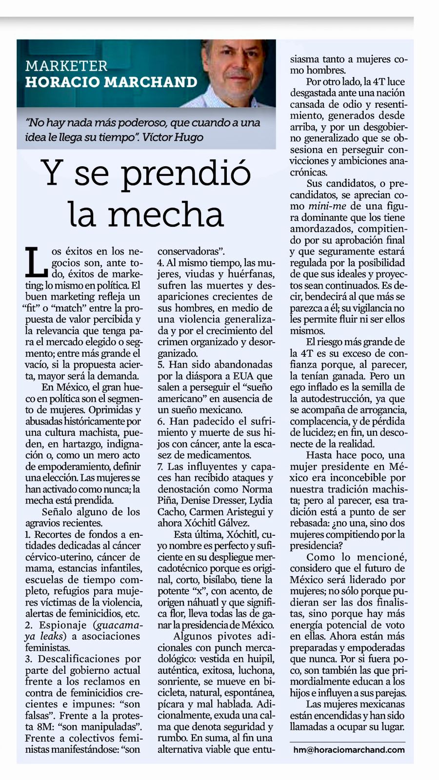 Merketer - Y se prendió la Mecha - Articulo sobre Xóchitl