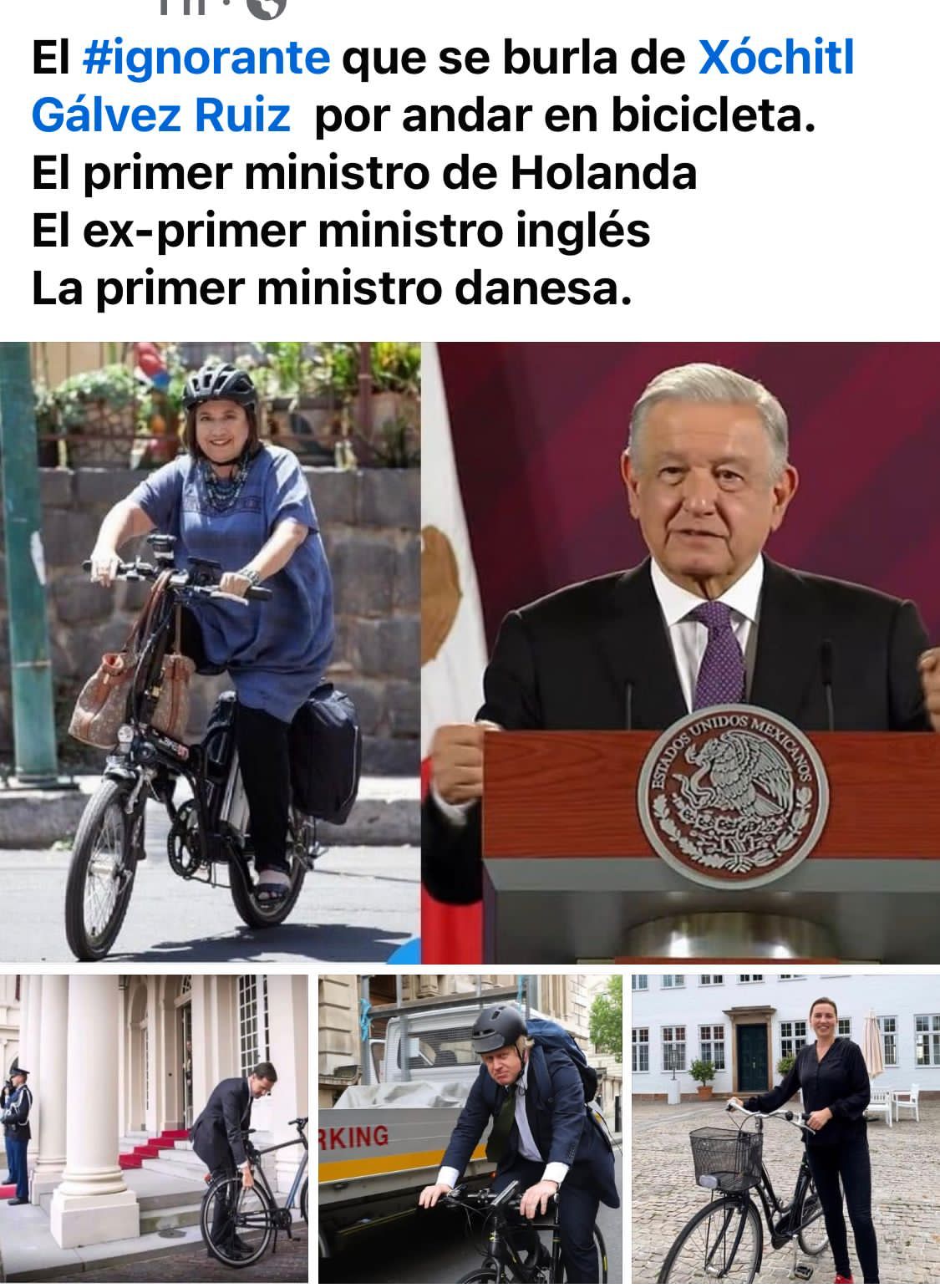 Burla AMLO Ciclista Xóchitl con otros políticos ciclistas